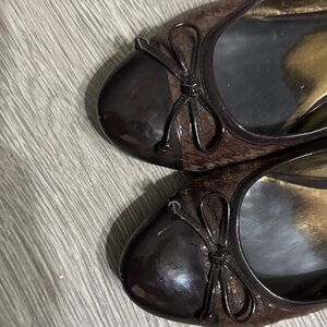 Anne Klein Dark Brown Flats with Bow Accent